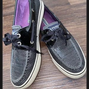sperry topsider SEQUIN womens 6.5 black